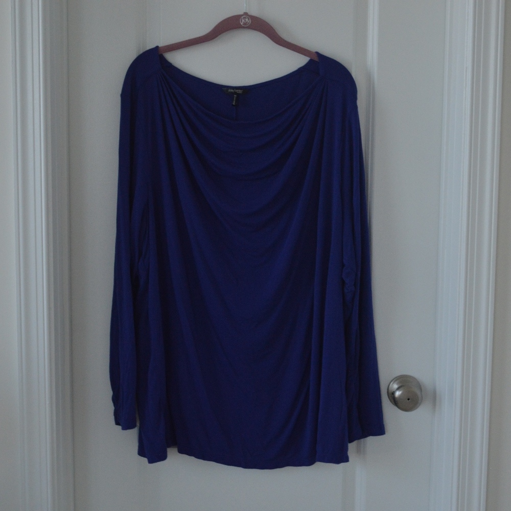 Cobalt Blue Drapey Neck Long Sleeve Top